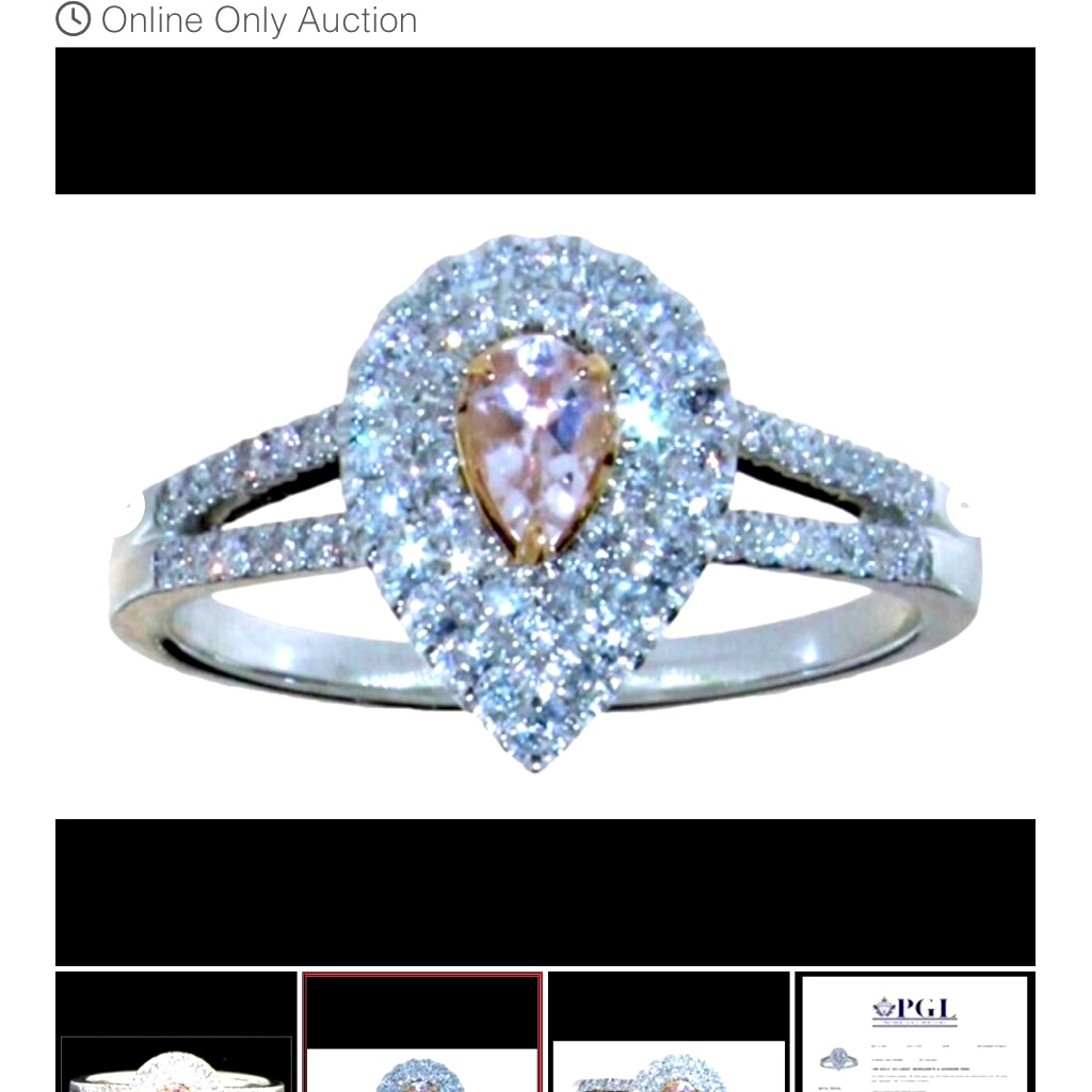 Stunning Brand New Vera Wang 14k White Gold .63 Carat Morganite & Diamond Ring